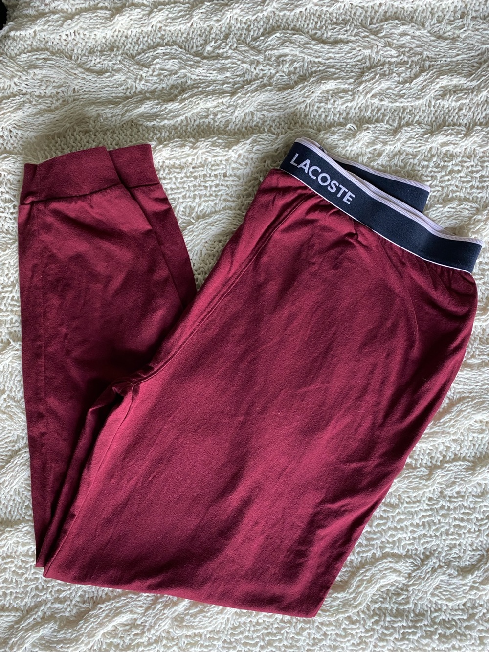 Lacoste Maroon Elastic-Waist Jogger Pants